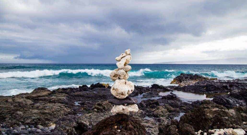 Stack of rocks on rocky beach