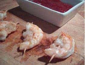 shrimp ears on a cutting board