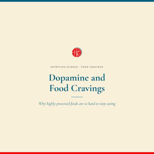 Cream title graphic with HC logo, reading Dopamine and Food Cravings.