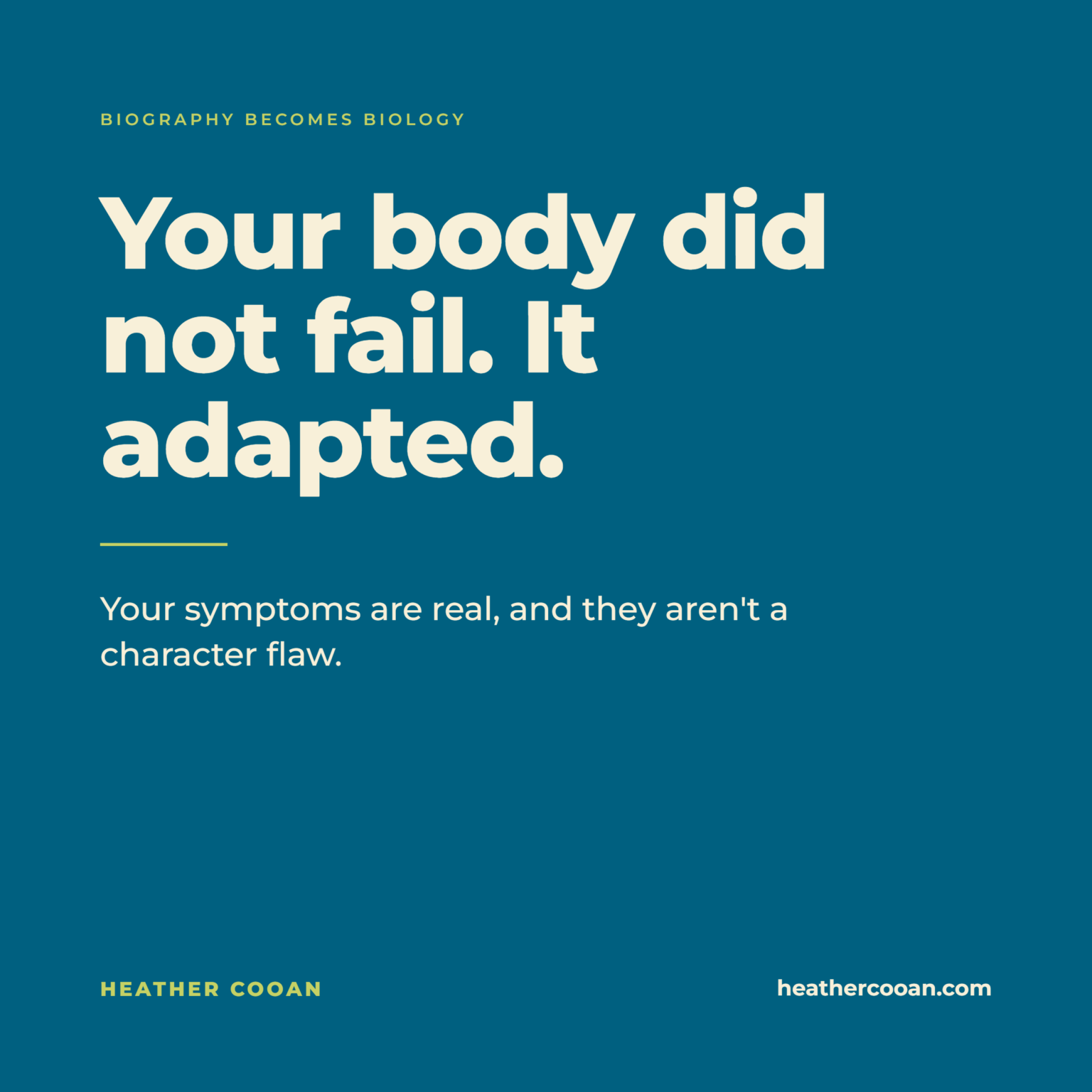 Motivational health quote about body adaptation and resilience.