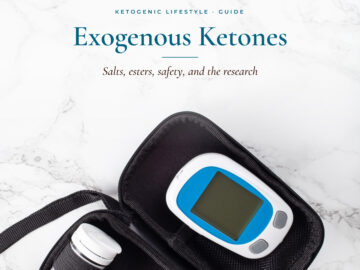 Exogenous Ketones book cover with a digital device and supplement container.